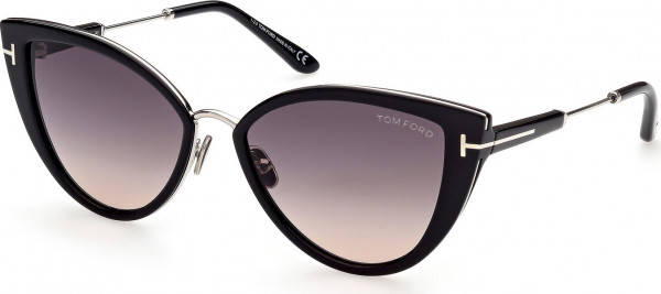Tom Ford FT0868 ANJELICA-02 Sunglasses, 01B - Shiny Black / Shiny Palladium