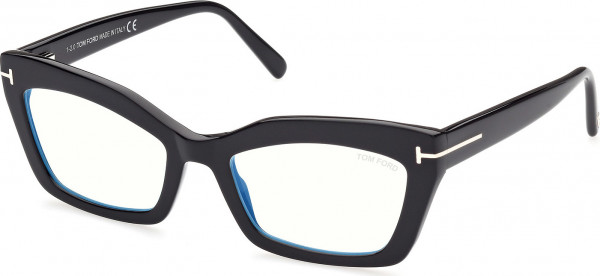 Tom Ford FT5766-B Eyeglasses, 001 - Shiny Black / Shiny Black