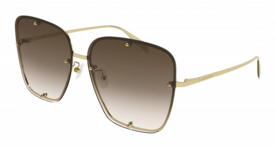 Alexander McQueen AM0364S Sunglasses, 002 - GOLD with BROWN lenses