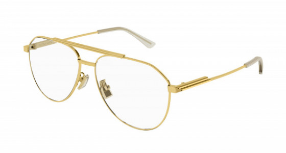 Bottega Veneta BV1158O Eyeglasses, 002 - GOLD with TRANSPARENT lenses