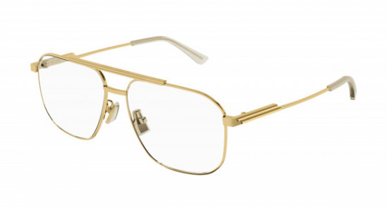 Bottega Veneta BV1159O Eyeglasses, 002 - GOLD with TRANSPARENT lenses