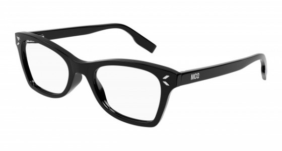 McQ MQ0347O Eyeglasses, 005 - BLACK with TRANSPARENT lenses