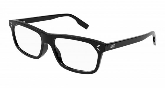 McQ MQ0349O Eyeglasses, 001 - BLACK with TRANSPARENT lenses