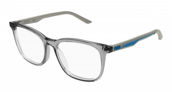 Puma PJ0061O Eyeglasses, 004 - GREY with TRANSPARENT lenses