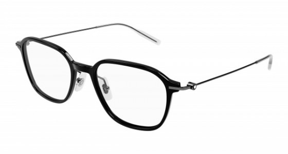 Montblanc MB0207O Eyeglasses, 001 - BLACK with GUNMETAL temples and TRANSPARENT lenses