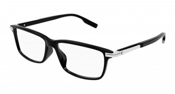 Montblanc MB0217OA Eyeglasses, 001 - BLACK with TRANSPARENT lenses
