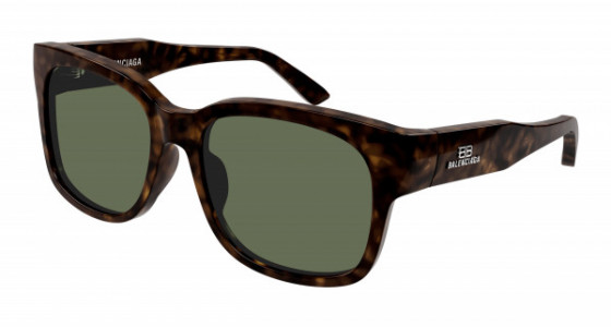Balenciaga BB0212S Sunglasses, 002 - HAVANA with GREEN lenses