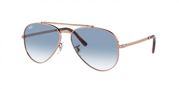 Ray-Ban RB3625 NEW AVIATOR Sunglasses, 92023F NEW AVIATOR ROSE GOLD CLEAR GR (GOLD)
