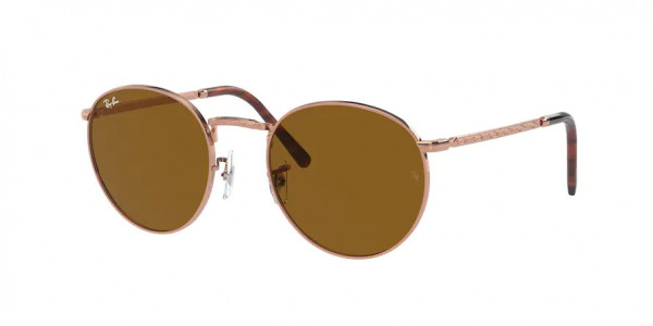 Ray-Ban RB3637 NEW ROUND Sunglasses, 920233 NEW ROUND ROSE GOLD BROWN (GOLD)