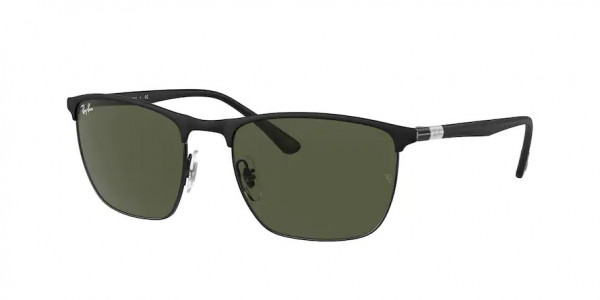Ray-Ban RB3686 Sunglasses, 186/31 MATTE BLACK ON BLACK GREEN (BLACK)