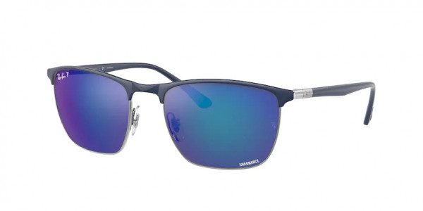 Ray-Ban RB3686 Sunglasses, 92044L BLUE ON GUNMETAL POLAR MIRROR (BLUE)
