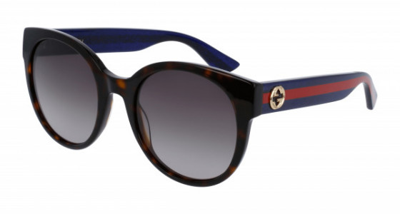 Gucci GG0035SN Sunglasses, 004 - HAVANA with BLUE temples and BROWN lenses