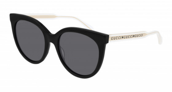 Gucci GG0565SN Sunglasses, 001 - BLACK with CRYSTAL temples and GREY lenses