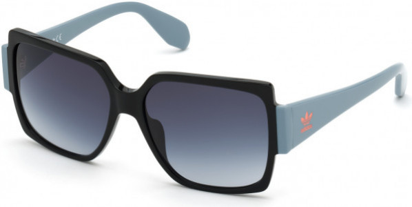 adidas Originals OR0005 Sunglasses, 01X - Shiny Black  / Blue Mirror Lenses