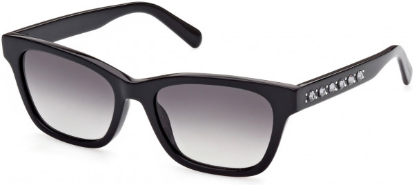 Swarovski SK0374 Sunglasses, 01B - Shiny Black  / Gradient Smoke