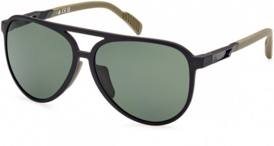 adidas SP0060 Sunglasses, 02R - Matte Black / Green Polarized