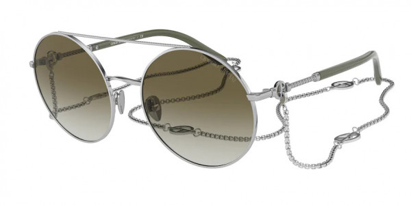 Giorgio Armani AR6135 Sunglasses, 30158E SILVER GRADIENT GREEN (SILVER)