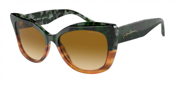 Giorgio Armani AR8161 Sunglasses, 59302L GREEN HAVANA/STRIPED BROWN GRE (GREEN)