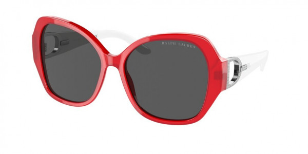 Ralph Lauren RL8202B Sunglasses, 553587 SHINY OPAL POPPY RED GREY (RED)