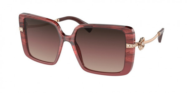 Bvlgari BV8243BF Sunglasses, 5511E2 OPAL RED STRIPED GRADIENT BROW (RED)