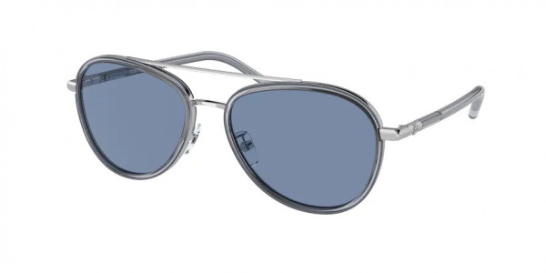 Tory Burch TY6089 Sunglasses, 330672 TRANSPARENT AZURE SOLID AZURE (BLUE)
