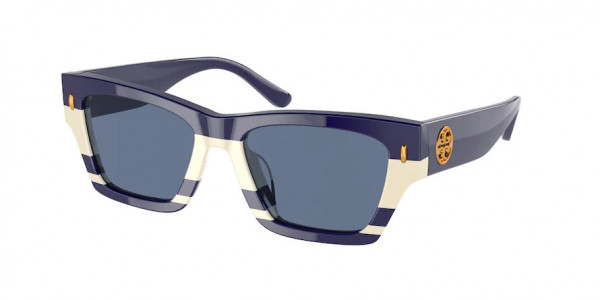 Tory Burch TY7169U Sunglasses, 189580 NAVY IVORY VINTAGE STRIPES SOL (BLUE)