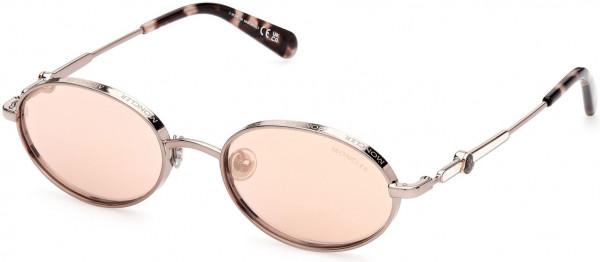 Moncler ML0224 Tatou Sunglasses, 34U - Shiny Rose Bronze, Rose Havana / Copper Flash Lenses