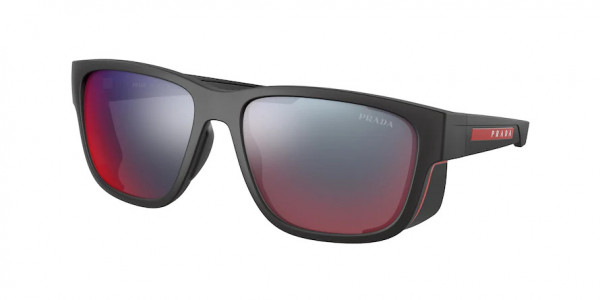 Prada Linea Rossa PS 07WS Sunglasses, DG008F BLACK RUBBER DARK GREY MIRROR (BLACK)