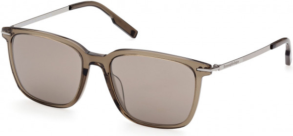 Ermenegildo Zegna EZ0206 Sunglasses, 51G - Shiny Transparent Brown, Light Ruthenium / Roviex Flash