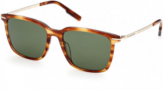 Ermenegildo Zegna EZ0206 Sunglasses, 52N - Shiny Classic Havana, Pale Gold / Green