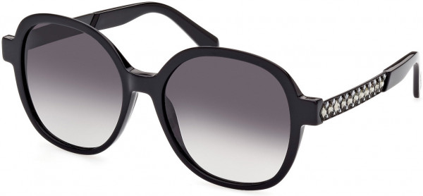 Swarovski SK0365 Sunglasses, 01B - Shiny Black  / Gradient Smoke