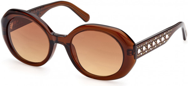 Swarovski SK0371 Sunglasses, 48F - Shiny Dark Brown / Gradient Brown