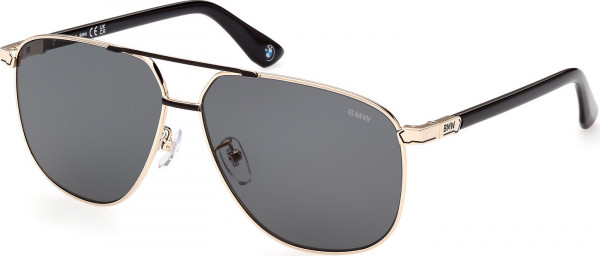 BMW Eyewear BW0030 Sunglasses, 32D - Shiny Pale Gold / Shiny Black