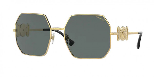 Versace VE2248 Sunglasses, 100281 GOLD POLAR DARK GREY (GOLD)