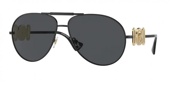 Versace VE2249 Sunglasses, 126187 MATTE BLACK DARK GREY (BLACK)