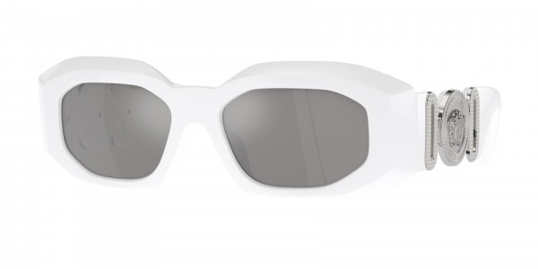 Versace VE4425U Sunglasses, 314/6G WHTE LIGHT GREY MIRROR SILVER (WHITE)
