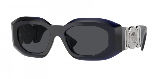 Versace VE4425U Sunglasses, 512587 TRANSPARENT BLUE DARK GREY (BLUE)