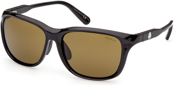 Moncler ML0234-K Sunglasses, 01E - Shiny Black / Amber Lenses