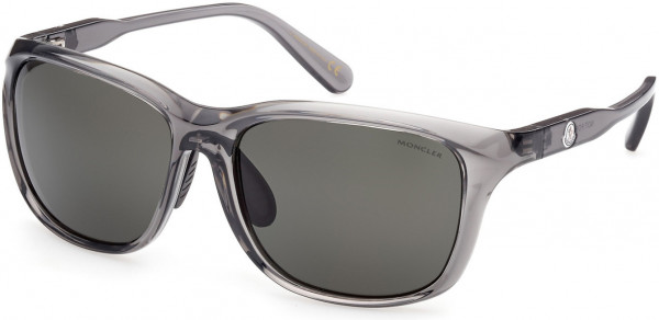 Moncler ML0234-K Sunglasses, 20C - Shiny Transparent Grey / Smoke Mirror Lenses