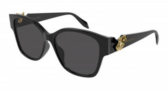 Alexander McQueen AM0370S Sunglasses, 001 - BLACK with GREY lenses