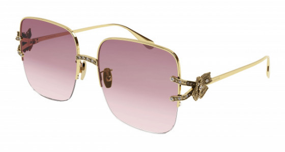 Alexander McQueen AM0371S Sunglasses, 003 - GOLD with RED lenses