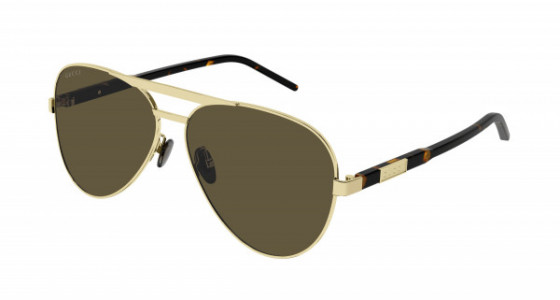 Gucci GG1163S Sunglasses, 004 - GOLD with HAVANA temples and BROWN lenses