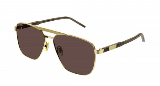 Gucci GG1164S Sunglasses, 002 - GOLD with BROWN temples and BROWN lenses
