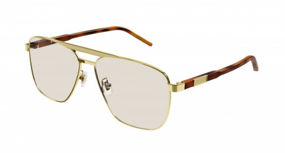 Gucci GG1164S Sunglasses, 003 - GOLD with HAVANA temples and YELLOW lenses