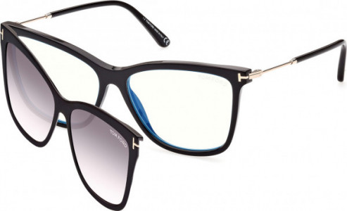 Tom Ford FT5824-B Eyeglasses, 001 - Shiny Black / Shiny Black