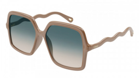 Chloé CH0086S Sunglasses, 003 - NUDE with GREEN lenses