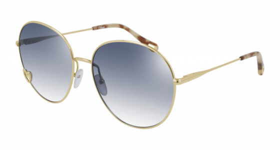 Chloé CH0027S Sunglasses, 002 - GOLD with BLUE lenses