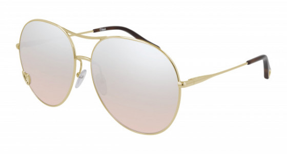Chloé CH0028S Sunglasses, 004 - GOLD with PINK lenses