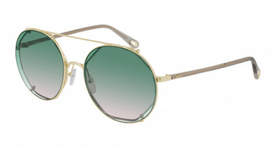 Chloé CH0041S Sunglasses, 001 - GOLD with HAVANA temples and GREEN lenses