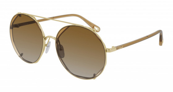 Chloé CH0041S Sunglasses, 002 - GOLD with BROWN temples and ORANGE lenses